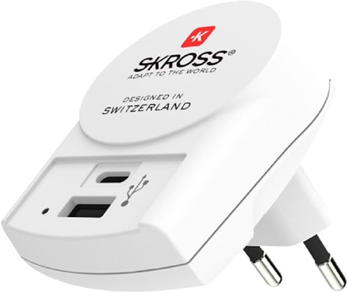 Skross Travel Adapter - Europa 1x USB + 1x USB-C