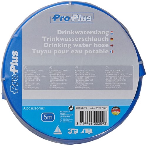 Pro Plus Drinkwaterslang Blauw 5m / 10x15mm