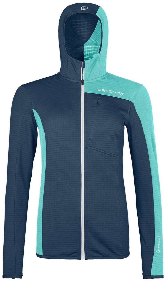 Ortovox Fleece Light Grid Hooded Jacket W Deep Ocean S