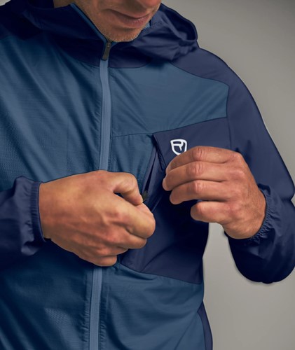 Ortovox Trace Windbreaker Jacket M - Blue Nunatak