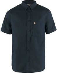 Fjällräven Övik Travel Shirt Short Sleeve M - Dark Navy - Shortsleeve Herren