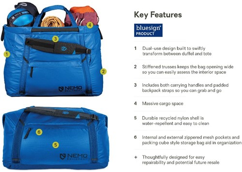 Nemo Double Haul Convertible Duffel - 70L - Lake