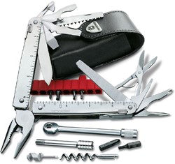 Victorinox Swiss Tool X Plus Ratchet incl. Leather Pouch - Silver