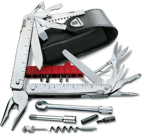 Victorinox Swiss Tool X Plus Ratchet incl. Leather Pouch - Silver