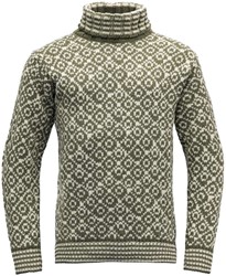 Devold Svalbard Wool High Neck - Olive/Offwhite - Sweater
