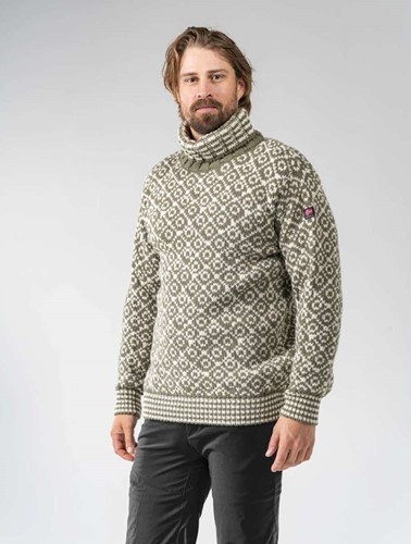 Devold Svalbard Wool High Neck - Olive/Offwhite