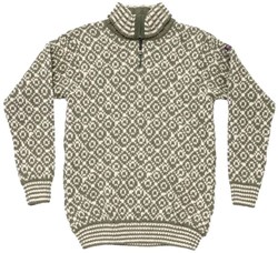 Devold Svalbard Wool Zip Neck - Olive/Offwhite - Sweater